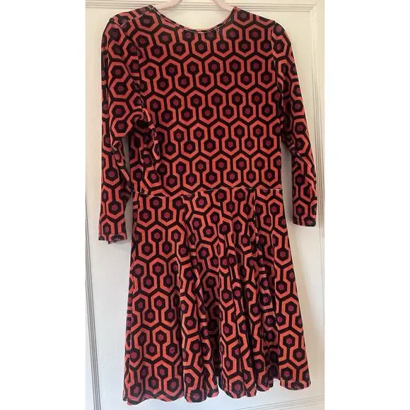 Pinup Couture Velvet Overlook Hotel Skater Dress Hexagon XL Laura Byrnes PUG - Picture 6 of 7